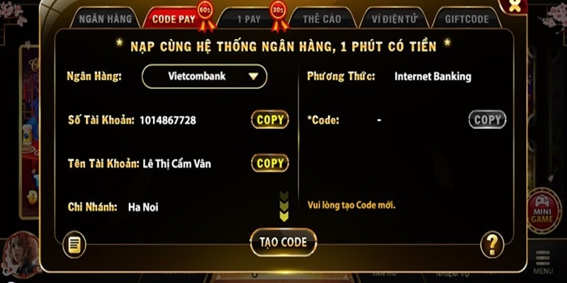 Nạp tiền 88clb qua ngân hàng